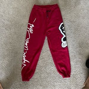 Red sweatpants